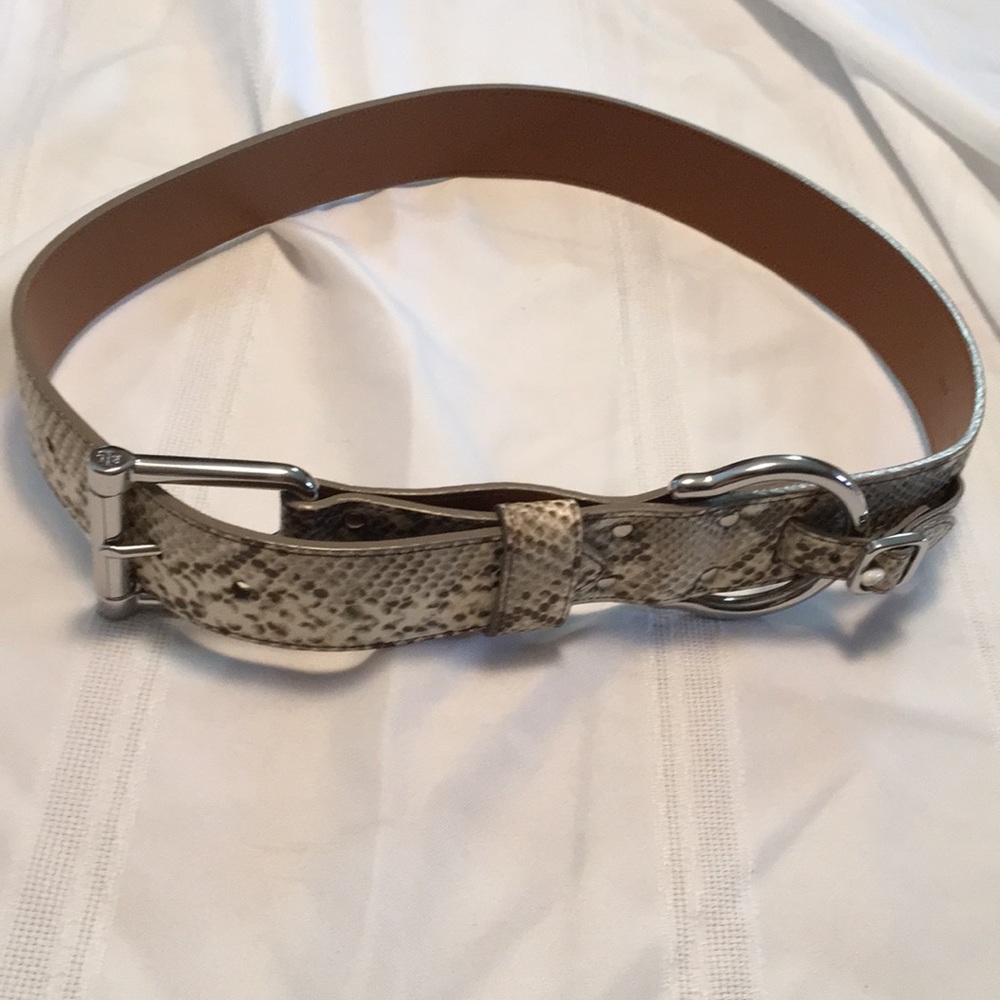 Leather women's belt snakeskin look Lauren Ralph